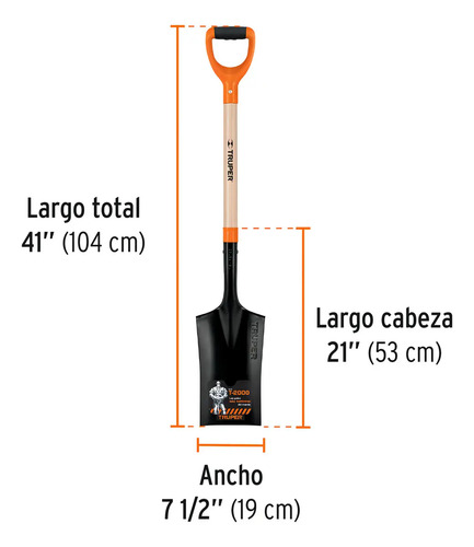 Pala De Punta Escarramán Pocera Truper Pes-p Naranja - Imagen 2