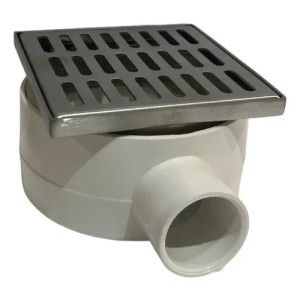 Receptáculo De Ducha 10x10 En Pvc Con Rejilla Cromada