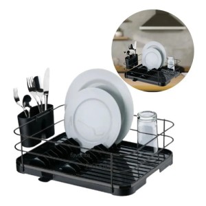 Escurridor De Platos Negro Y Soporte Para Cubiertos Negro