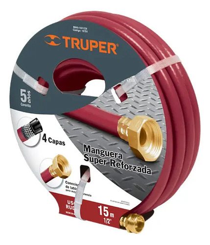 Manguera 4capas 1/2bronce Truper Man-20x12x X Rol 20m