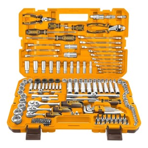 Set Kit 156 Herramientas Maletin Ingco Cromo Vanadio Racing Color Naranja Claro