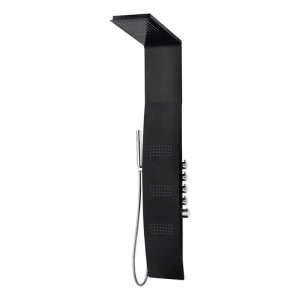 Panel Columna Barral Ducha Aluminio Negro Termostatico Autom