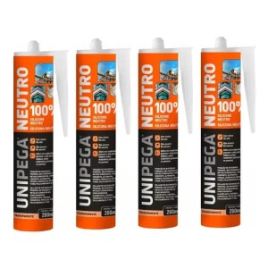 Silicona Sellador Neutra 280ml Transparente Unipega Pack X4