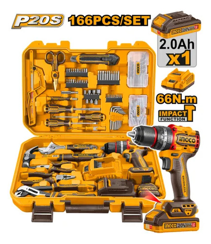 Kit Set 166 Herramientas Combinadas+taladro Atorn Ingco