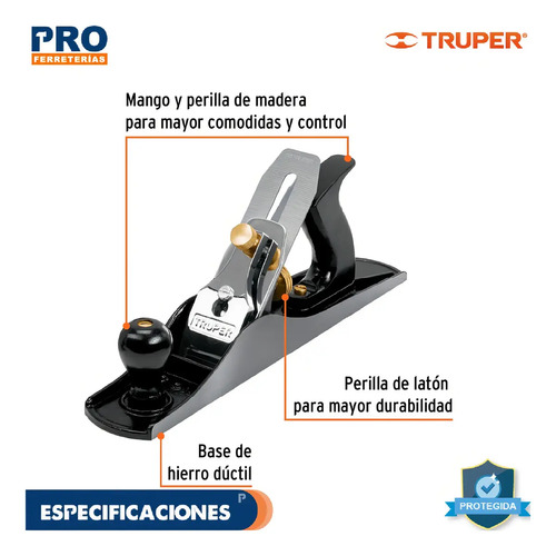 Cepillo Carpintero Profesional N5 + Cuchilla Repuesto Truper - Imagen 3
