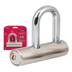 Candado Maxima Seguridad Hermex 109mm Con 3 Llaves Color Plateado