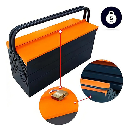 Caja De Herramientas De Acordeón Presto Con 7 Cajones, Color Gris Y Naranja Gris/naranja - Imagen 4