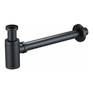 Sifón De Bronce Negro Mate Cilíndrico Recto Rígido Rimontti