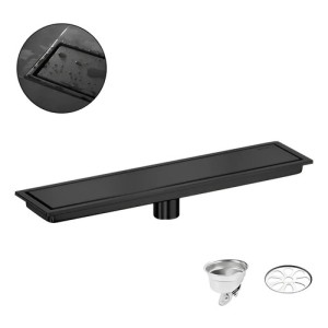 Desague Reja De Piso 60 Cm Negro Tapa Ciega Inox 304