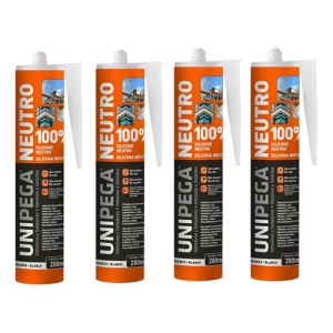 Sellador De Silicona Neutro 280ml Blanco Unipega Pack X4