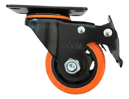 Pack 4 Ruedas Naranja Industrial Con Freno 3 624075 - Imagen 2