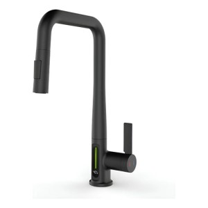 Monocomando Negro Cuadrado Mesada Panel Digital Acero 304