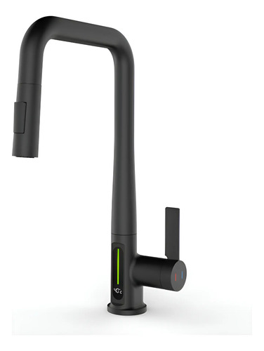Monocomando Negro Cuadrado Mesada Panel Digital Acero 304