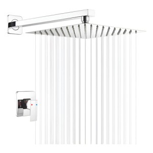 Monocomando Embutir Ducha Cuadrada Cromada Brazo Pared