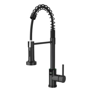 Monocomando Chef Negro Mate Digital Extensible Acero Inox304