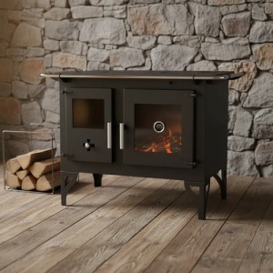 Cocina A Leña 240 M2 Doble Combustion F820 + Kit De Techo