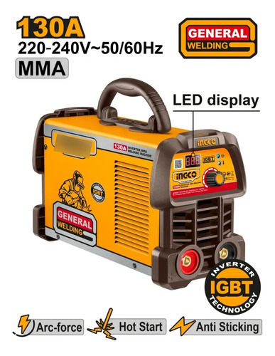 Soldadora Inverter 130a 220-240v Mma Led Ingco Ing-mma13059 - Imagen 2