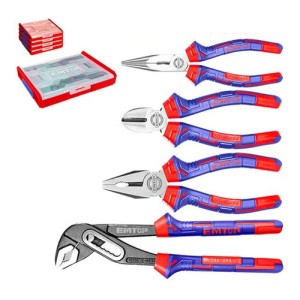 Pack X 4 Alicate, Pinza, Pico Loro + Caja Organizadora Emtop