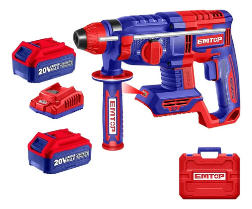 Rotomartillo A Batería 20v Maletín X 2 Bat/4ah Emtop Elrh212