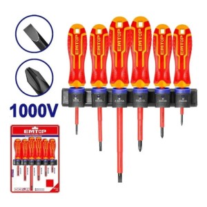 Set 6 Destornilladores Emtop 1000V Industrial Phillips Planas Mango Goma