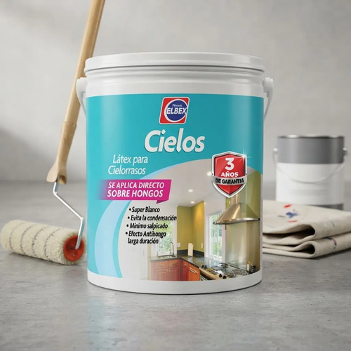 10 Lts Pintura Elbex Cielos Rasos Pintar Directo Sobre Hongo - Imagen 2