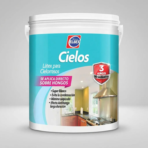 10 Lts Pintura Elbex Cielos Rasos Pintar Directo Sobre Hongo - Imagen 5